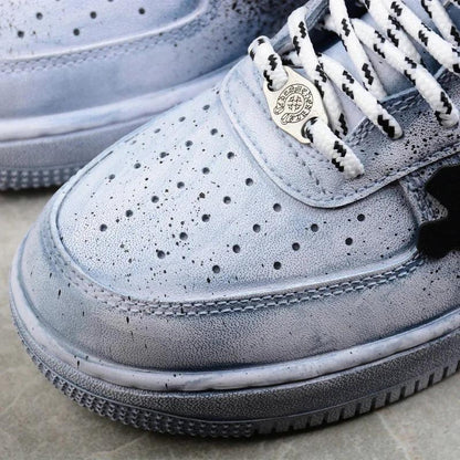 Custom Air Force 1 Blue With Crosses And Splatter Design