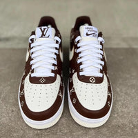 Custom Air Force 1 Brown and Cream With LV Pattern
