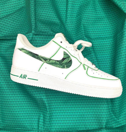 Custom Air Force 1 Green Leaf Swoosh