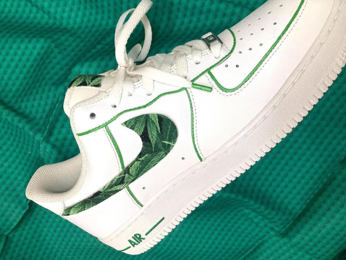 Custom Air Force 1 Green Leaf Swoosh