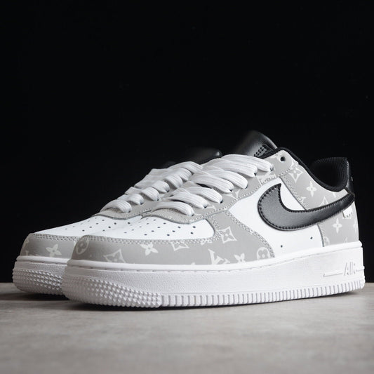 Custom Air Force 1 Grey White Adorned With LV Motifs