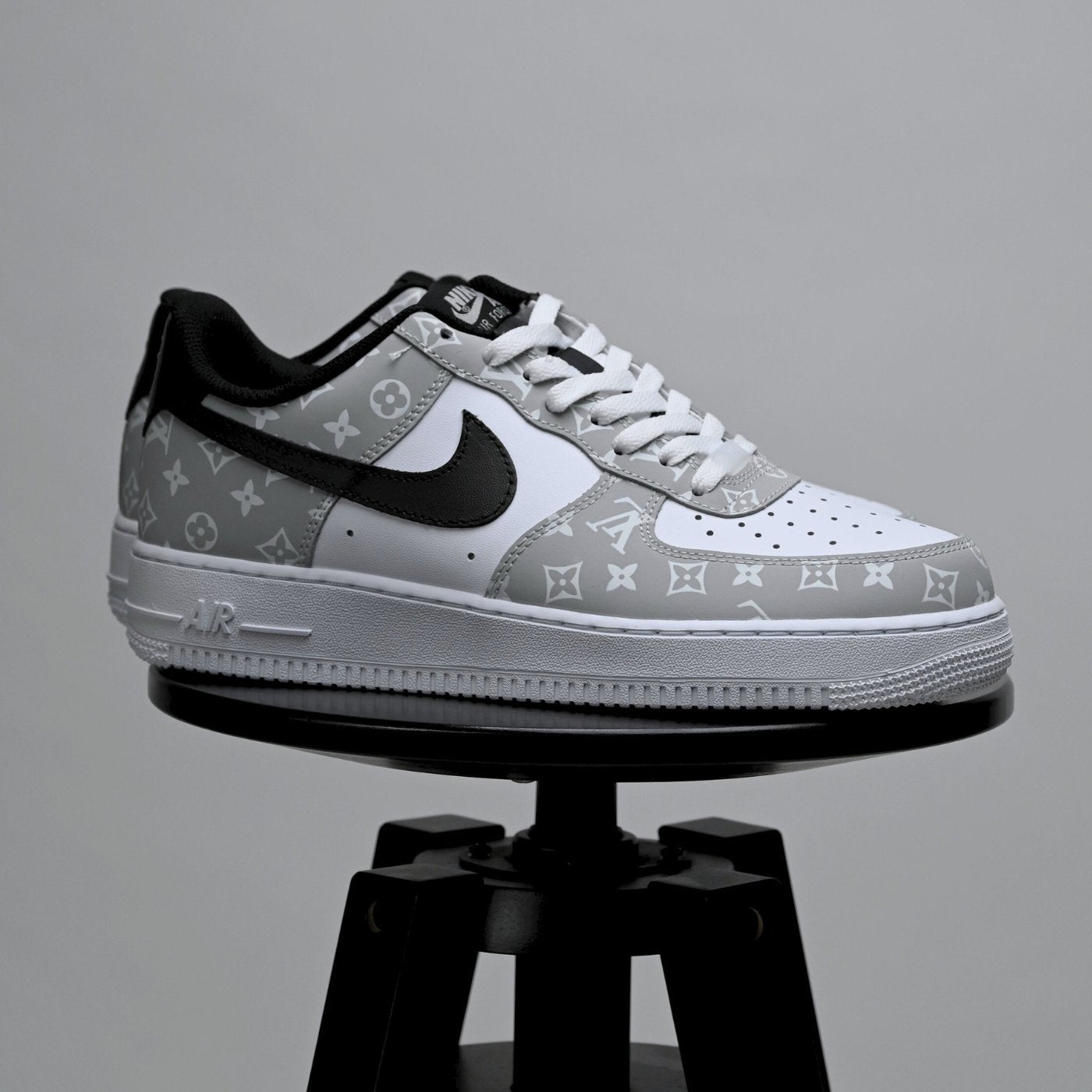 Custom Air Force 1 Grey White Adorned With LV Motifs
