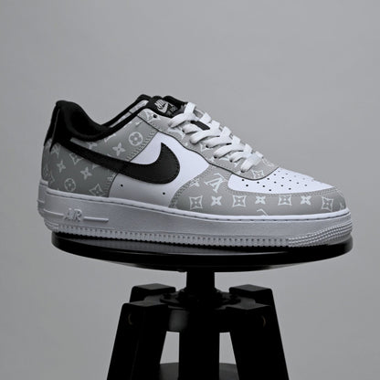 Custom Air Force 1 Grey White Adorned With LV Motifs