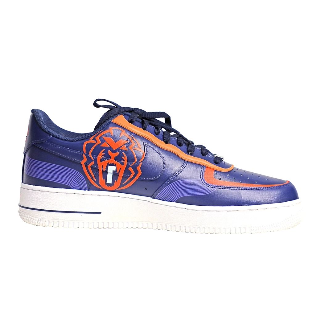Custom Air Force 1 Navy Orange Lion Abstract Pattern