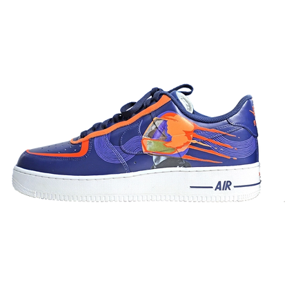 Custom Air Force 1 Navy Orange Lion Abstract Pattern