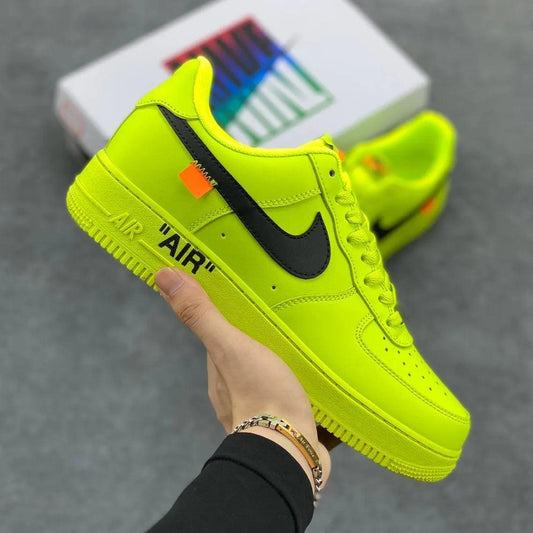 Custom Air Force 1 Neon Yellow Black Swoosh