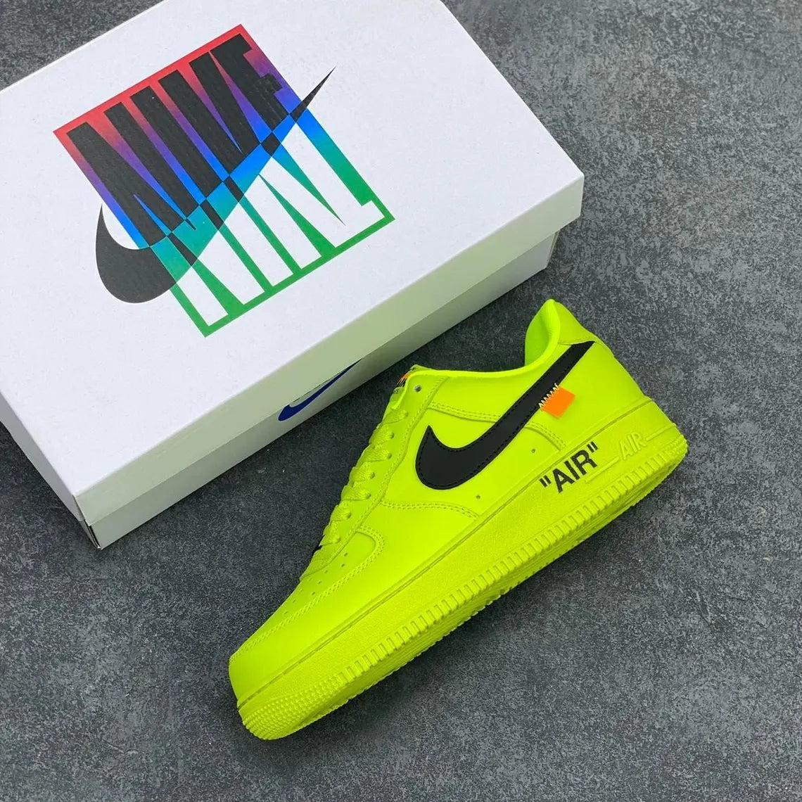 Custom Air Force 1 Neon Yellow Black Swoosh