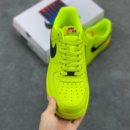 Custom Air Force 1 Neon Yellow Black Swoosh