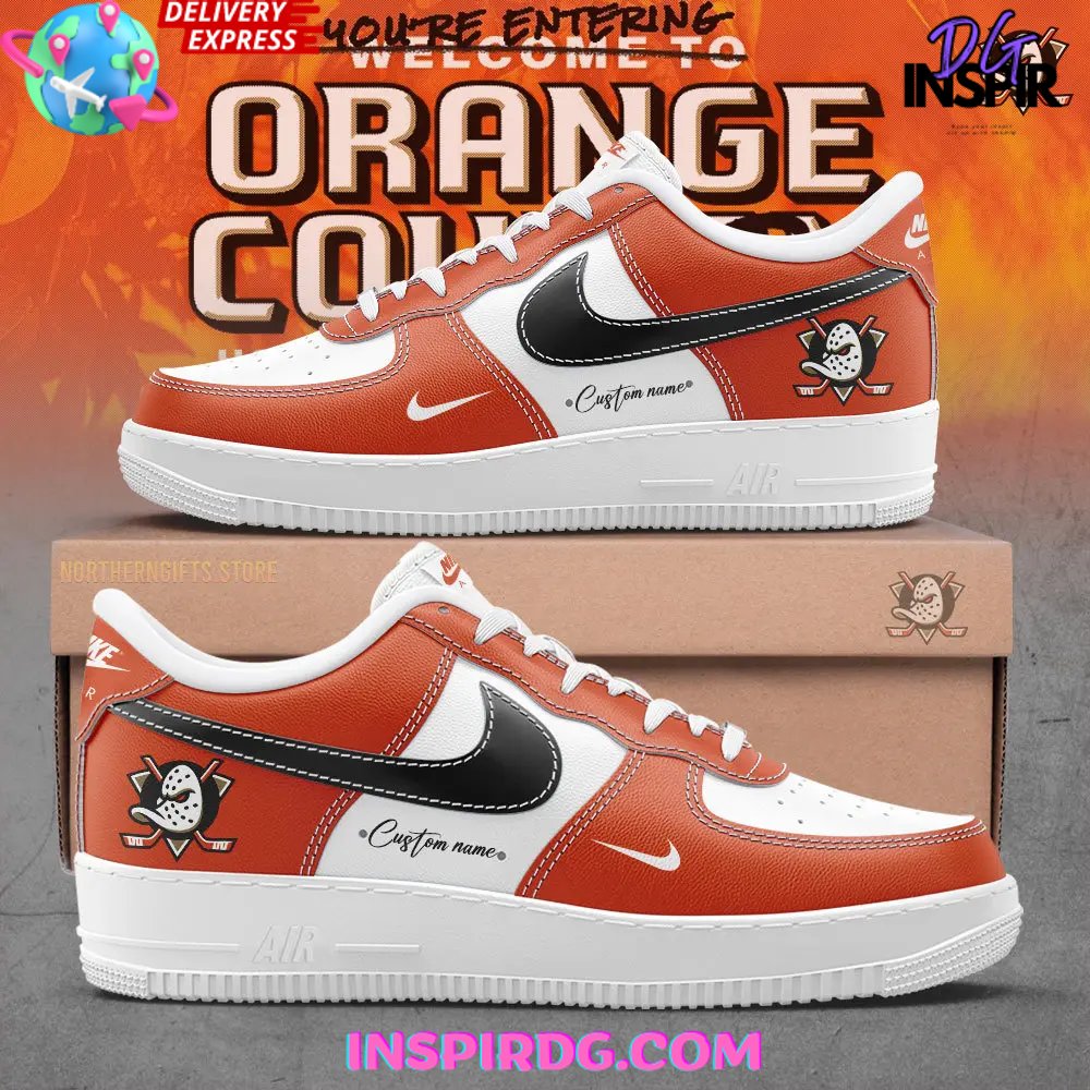 Custom Air Force 1 Orange Hockey Logo