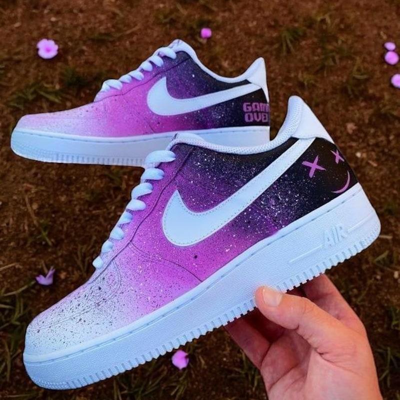 Custom Air Force 1 Pink Purple Galaxy Pattern