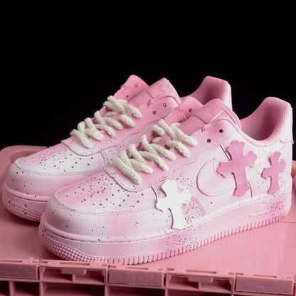 Custom Air Force 1 Pink With Cross Patterns