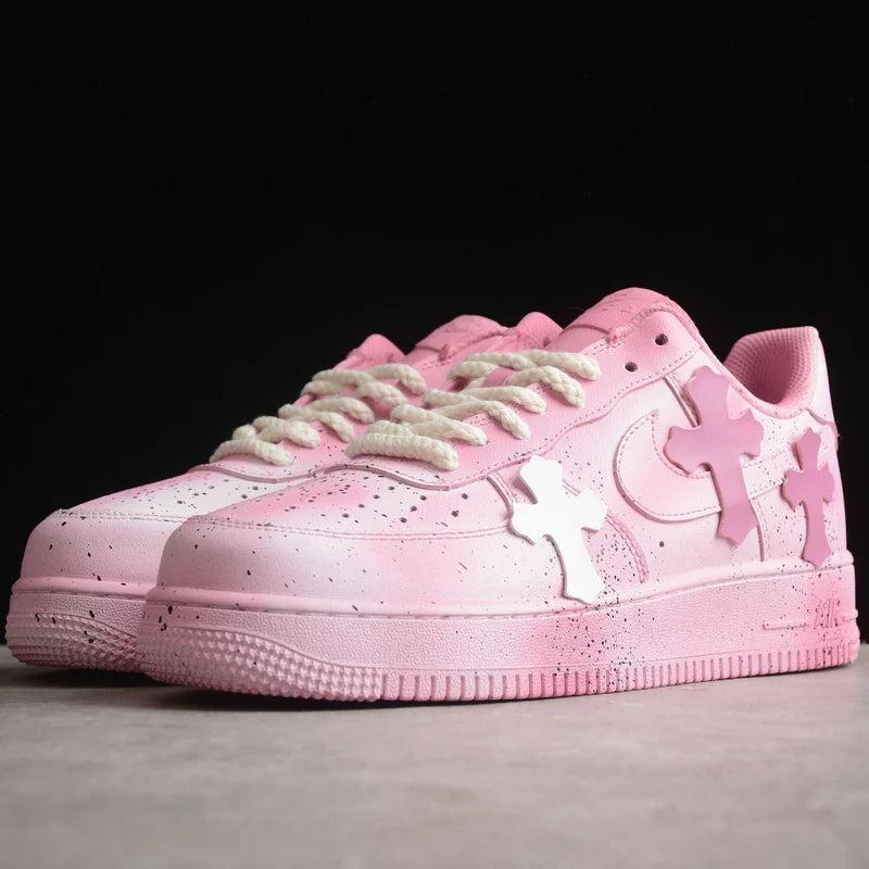 Custom Air Force 1 Pink With Cross Patterns
