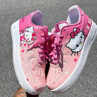 Custom Air Force 1 Pink With Hello Kitty And Heart Patterns