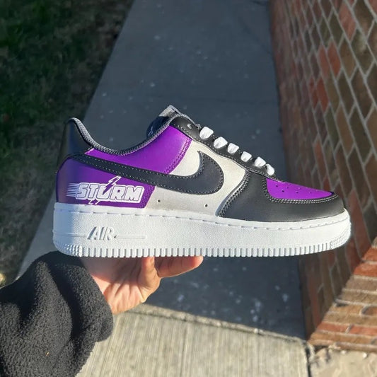 Custom Air Force 1 Purple Black With Sturm Graphic
