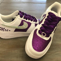 Custom Air Force 1 Purple Glitter With Rhinestones Swoosh