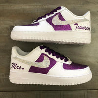 Custom Air Force 1 Purple Glitter With Rhinestones Swoosh