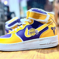 Custom Air Force 1 Purple Yellow Kobe Bryant Lakers Theme