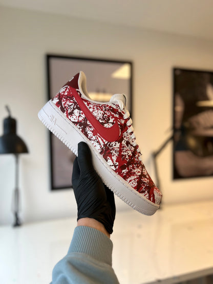 Custom Air Force 1 Red White Splatter