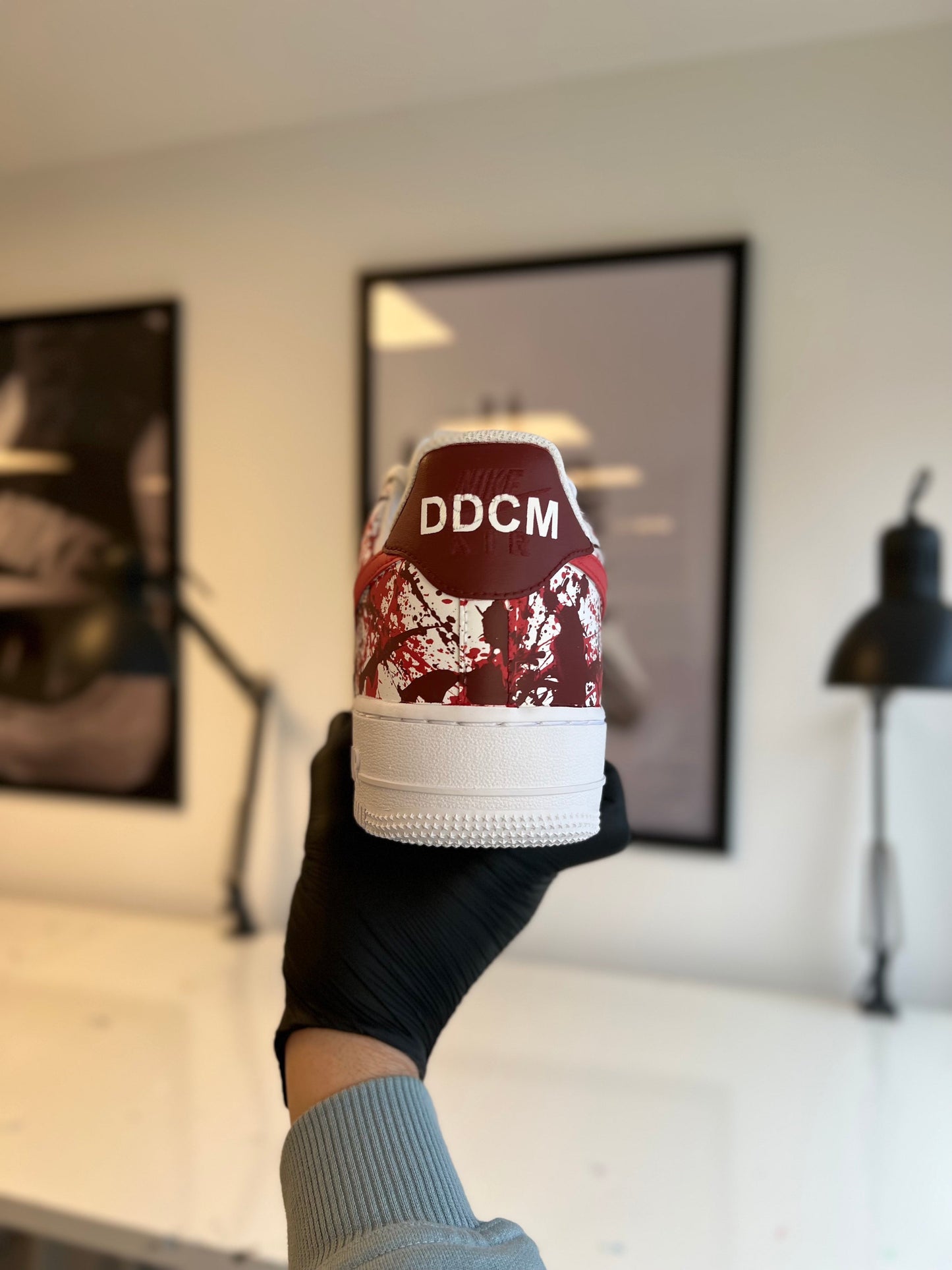 Custom Air Force 1 Red White Splatter