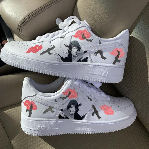 Custom Air Force 1 Shoes Anime Character and Birds Design Pink and Black