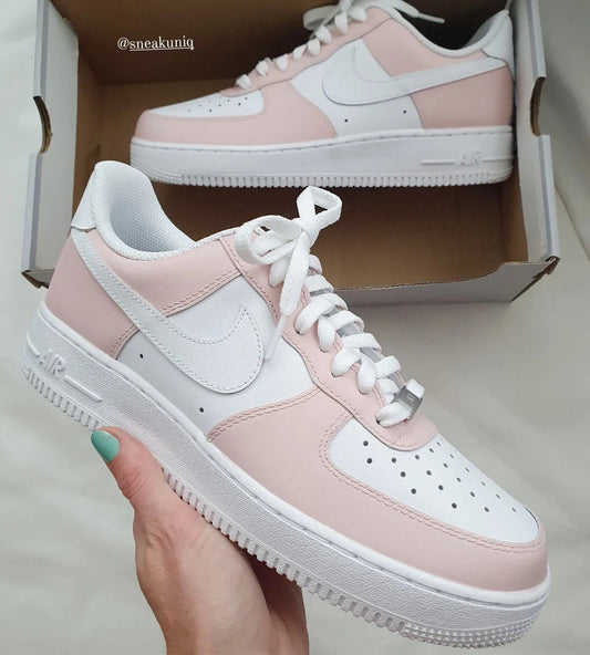 Custom Air Force 1 Shoes Baby Pink and White