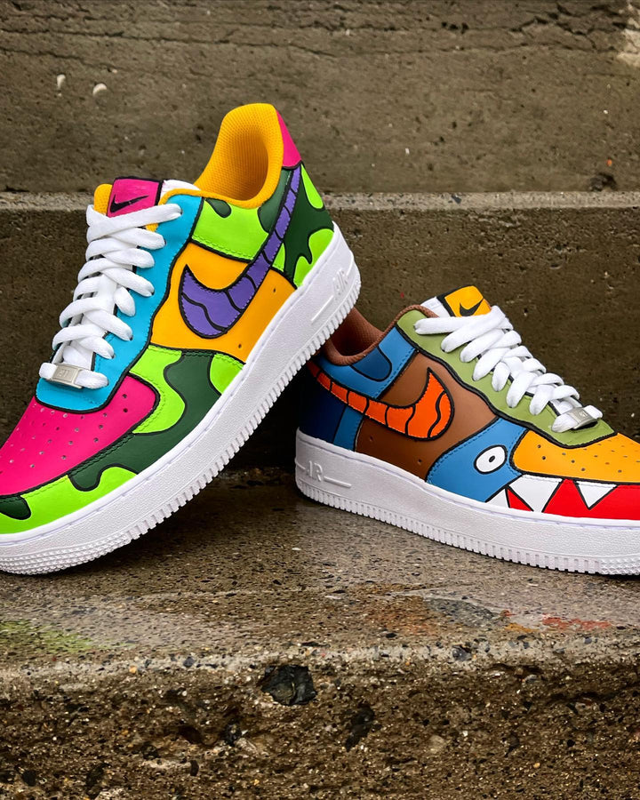 Custom Air Force 1 Shoes Cartoon Monster Design Multicolor
