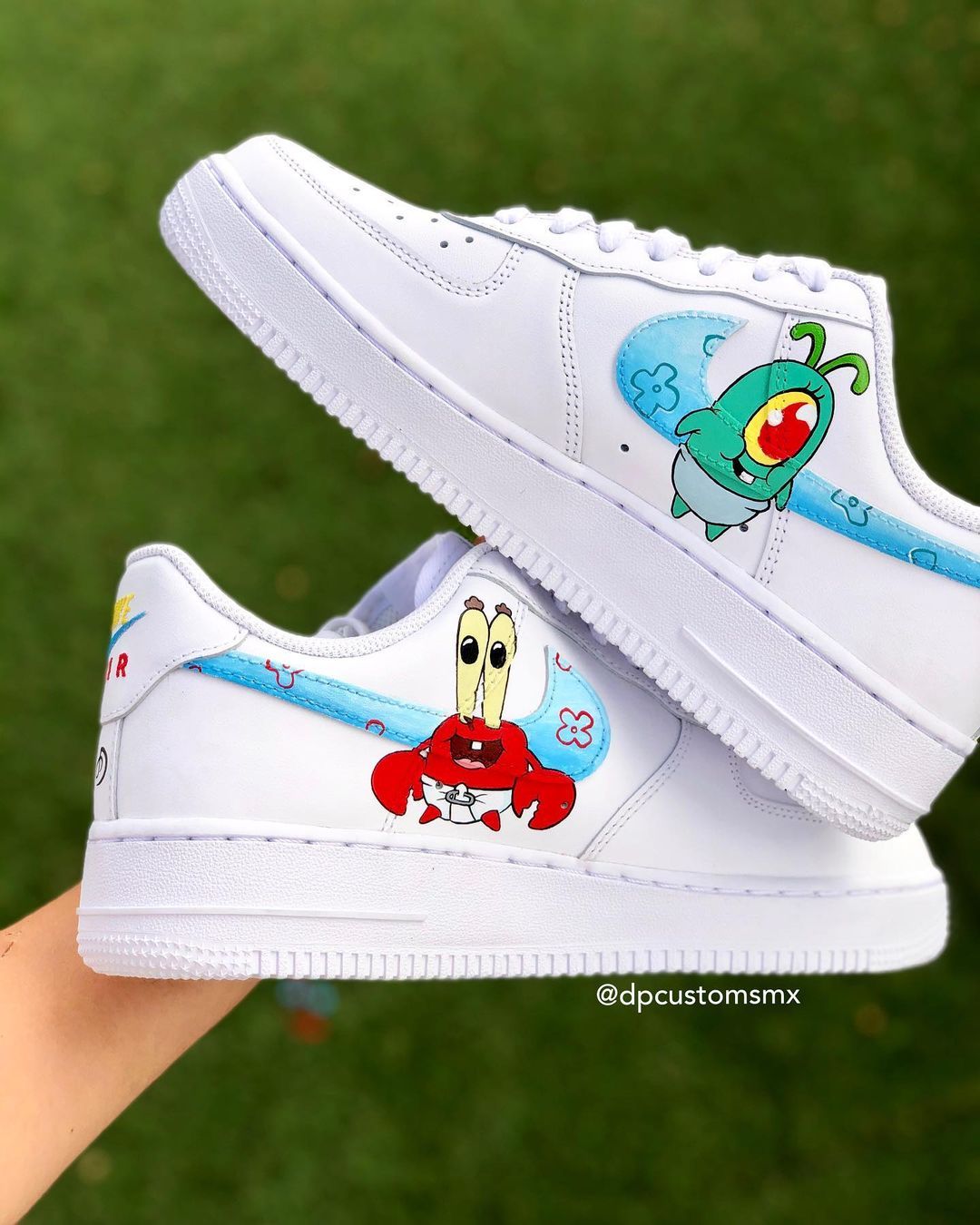 Custom Air Force 1 Shoes Cartoon Pattern Blue Red