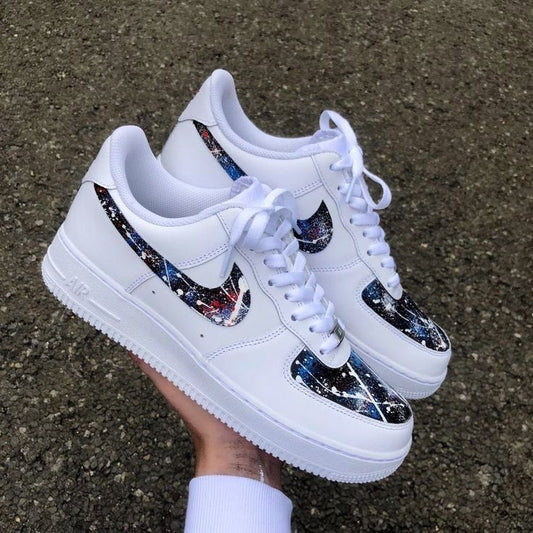 Custom Air Force 1 Shoes Galaxy Pattern Blue Red