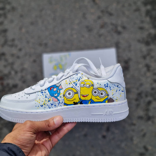 Custom Air Force 1 Shoes Minions and Tom Jerry Theme Blue Yellow