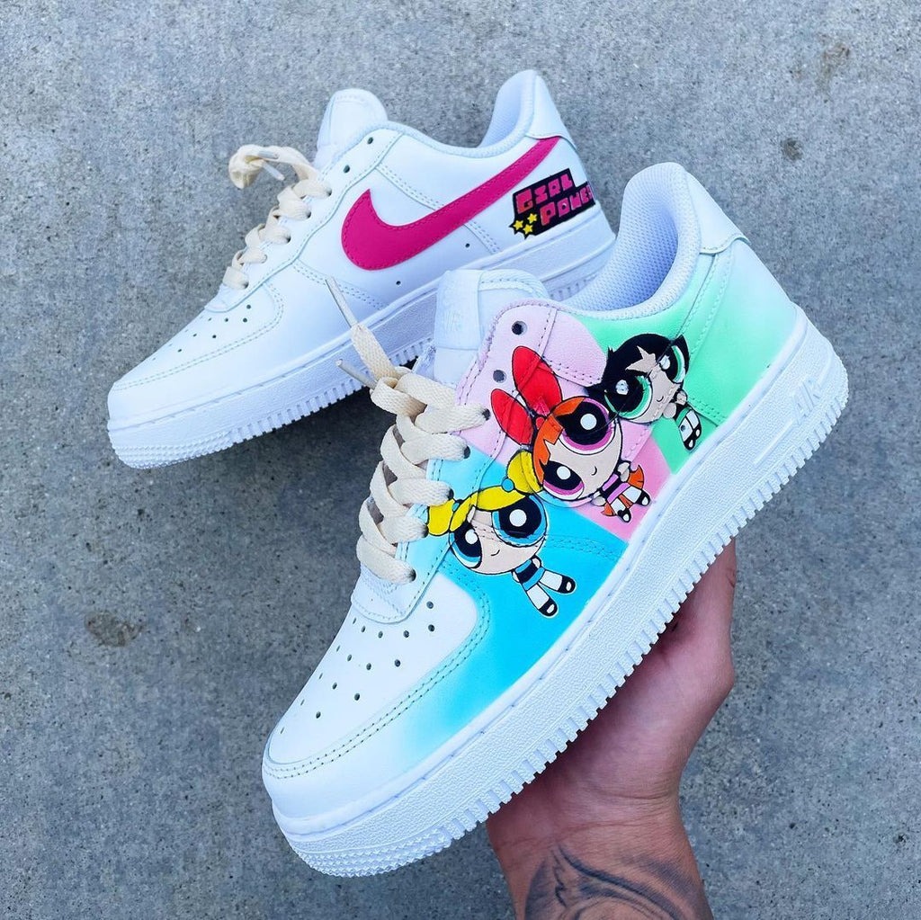 Custom Air Force 1 Shoes Powerpuff Girls Pink Teal