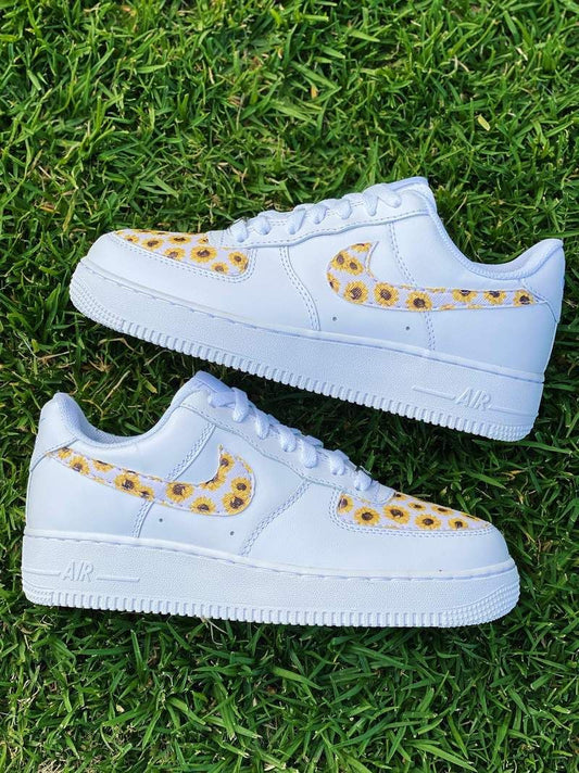 Custom Air Force 1 Shoes Sunflower Pattern Yellow
