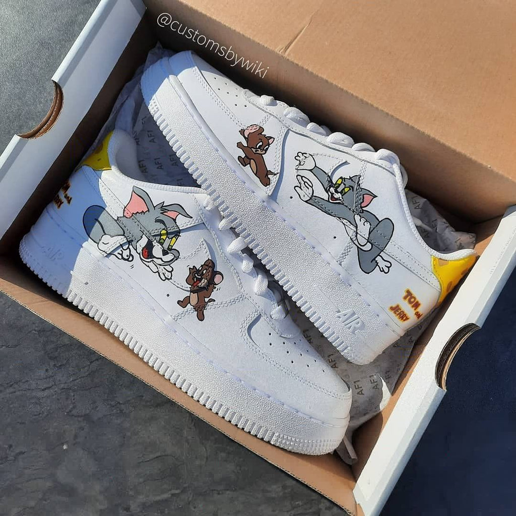 Custom Air Force 1 Shoes Tom and Jerry Theme Yellow