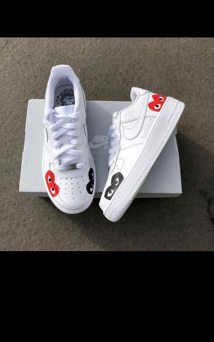 Custom Air Force 1 Shoes with Face Pattern Red and Black