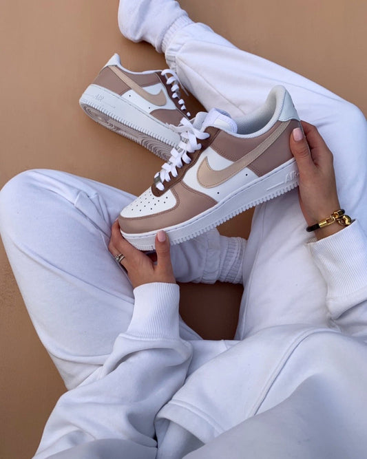 Custom Air Force 1 White And Beige