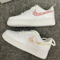 Custom Air Force 1 White And Pink With Shiny Fragment Design