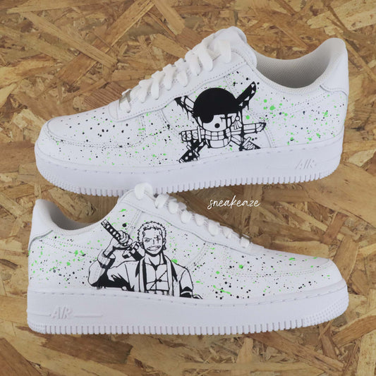 Custom Air Force 1 White Anime Characters With Green Splatter