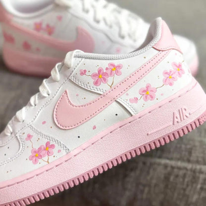 Custom Air Force 1 White Baby Pink Floral Pattern