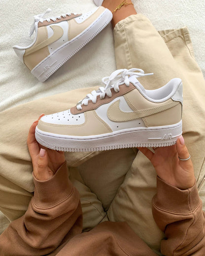 Custom Air Force 1 White Beige Color - Blocked