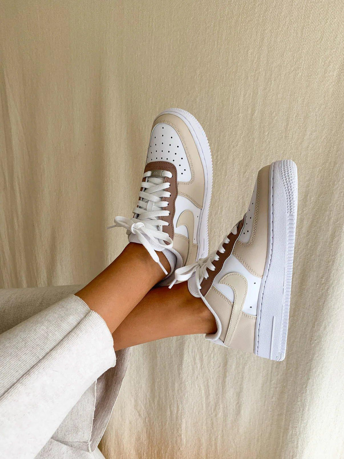 Custom Air Force 1 White Beige Color - Blocked