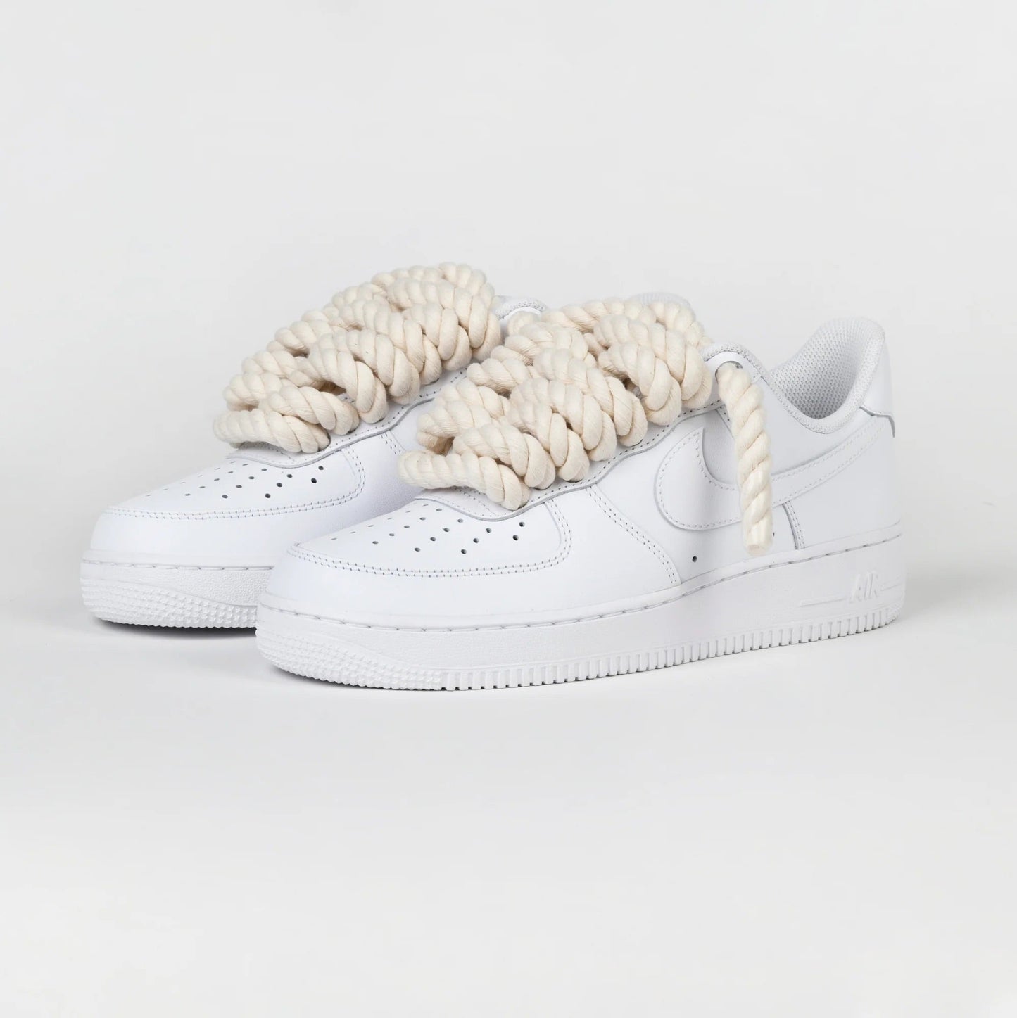 Custom Air Force 1 White Beige Rope Laces