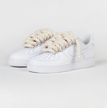 Custom Air Force 1 White Beige Rope Laces