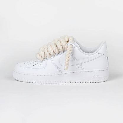 Custom Air Force 1 White Beige Rope Laces