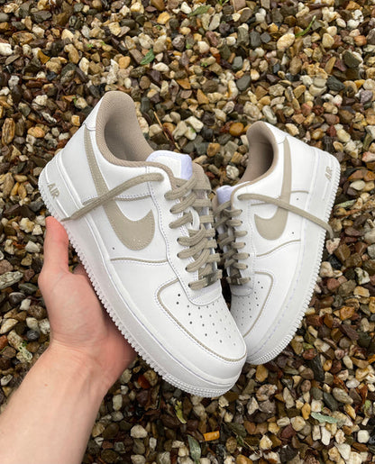 Custom Air Force 1 White Beige Trim