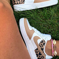Custom Air Force 1 White Beige With Leopard Print