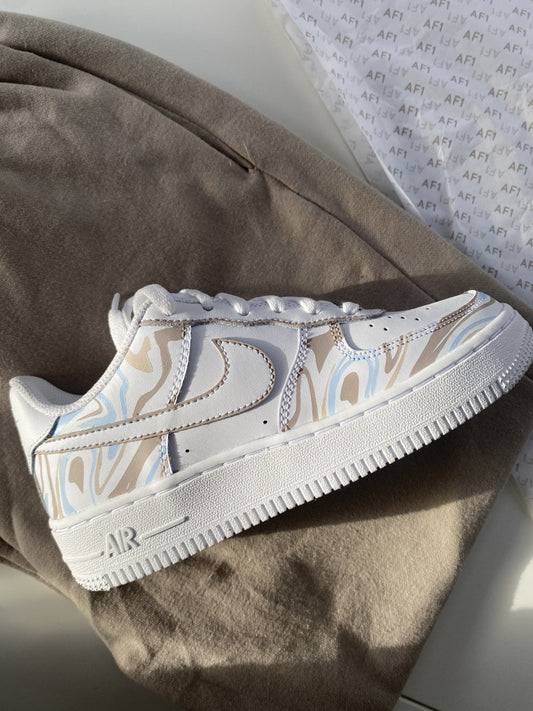 Custom Air Force 1 White Beige Zebra Pattern