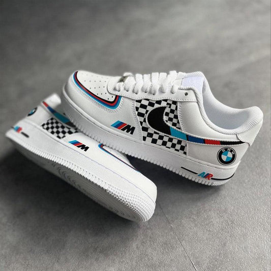 Custom Air Force 1 White Black Checkerboard BMW Design