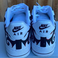 Custom Air Force 1 White Black Swirl Pattern