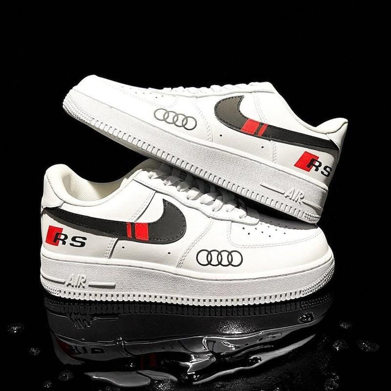 Custom Air Force 1 White Black Swoosh Audi Logo Design