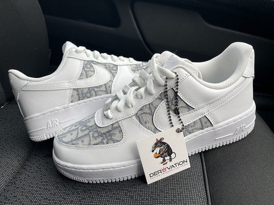 Custom Air Force 1 White Black With Dior Pattern