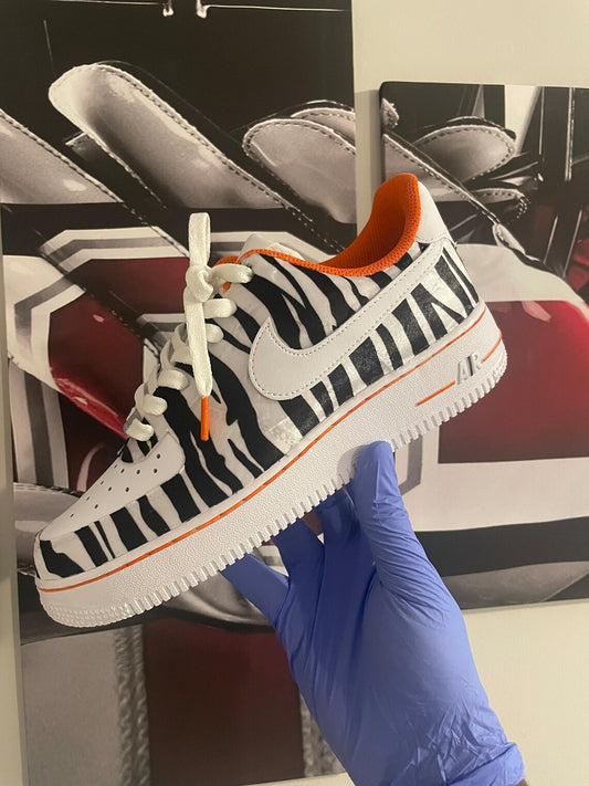 Custom Air Force 1 White Black Zebra